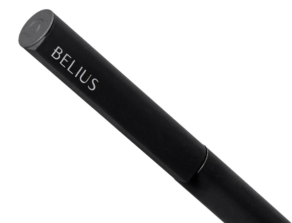 Stylo-bille belius rocket b monochrome sans agrafe encre bleue coloris noir dans coffret cadeau original cylindrique