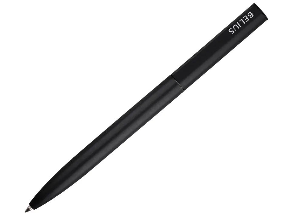Stylo-bille belius rocket b monochrome sans agrafe encre bleue coloris noir dans coffret cadeau original cylindrique
