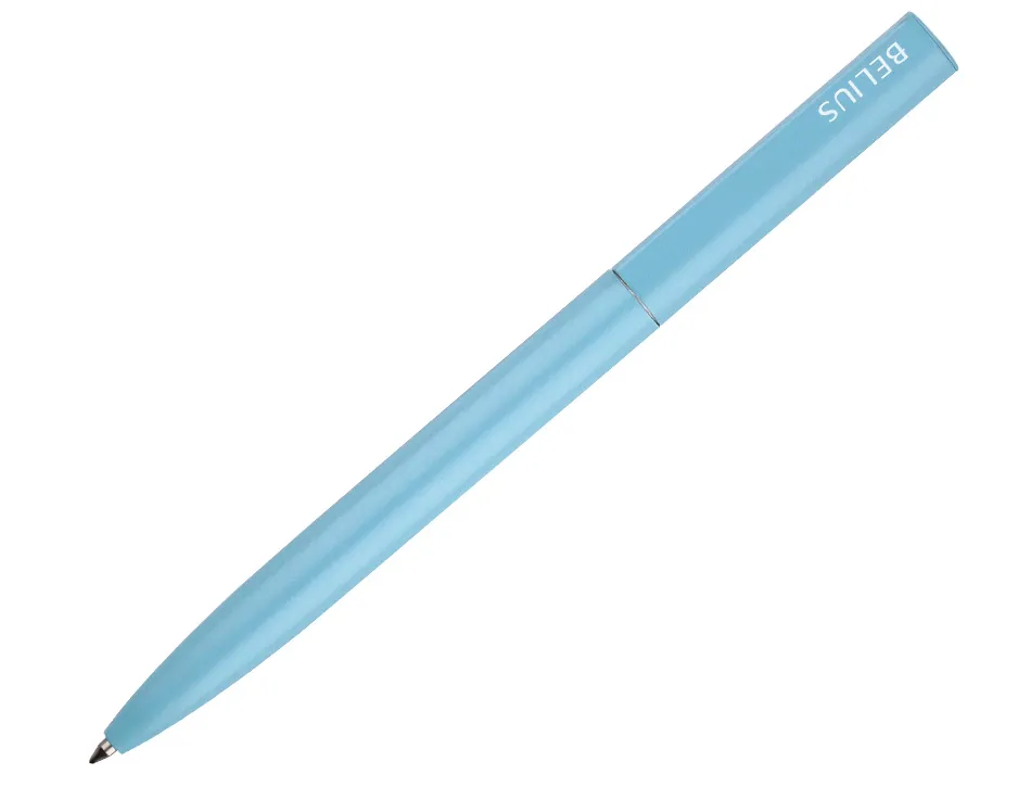 Stylo-bille belius rocket b monochrome sans agrafe encre bleue coloris bleu dans coffret cadeau original cylindrique