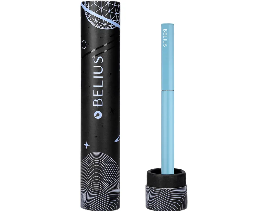 Stylo-bille belius rocket b monochrome sans agrafe encre bleue coloris bleu dans coffret cadeau original cylindrique