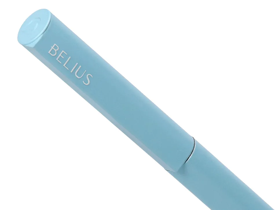 Stylo-bille belius rocket b monochrome sans agrafe encre bleue coloris bleu dans coffret cadeau original cylindrique