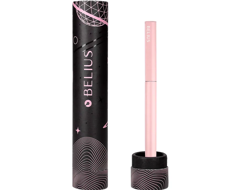 Stylo-bille belius rocket b monochrome sans agrafe encre bleue coloris rose dans coffret cadeau original cylindrique
