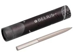 Stylo-bille belius rocket b monochrome sans agrafe encre bleue coloris gris dans coffret cadeau original cylindrique