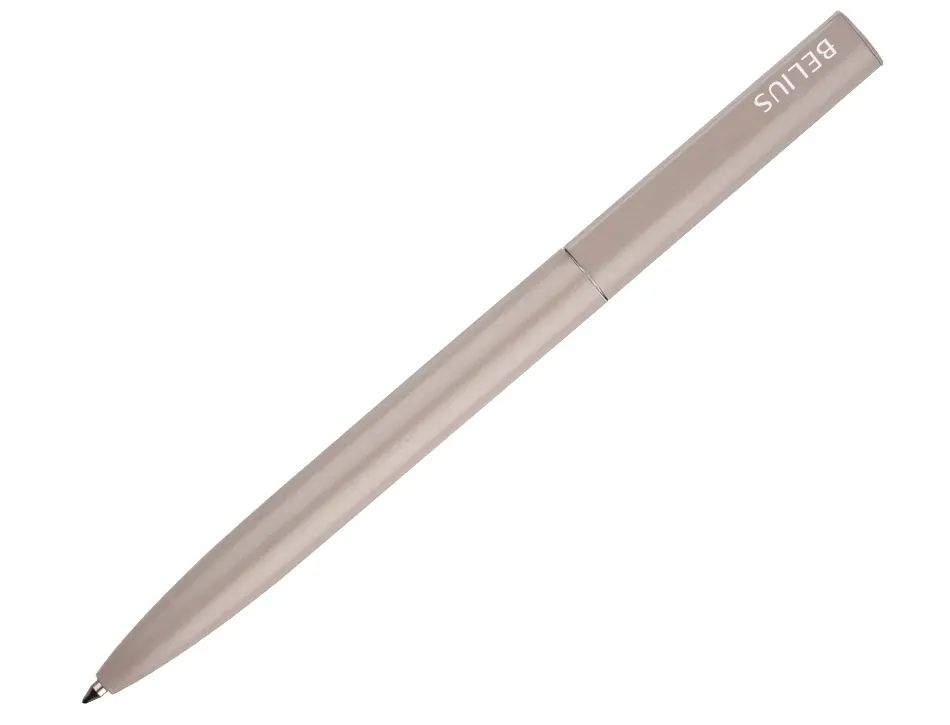 Stylo-bille belius rocket b monochrome sans agrafe encre bleue coloris gris dans coffret cadeau original cylindrique