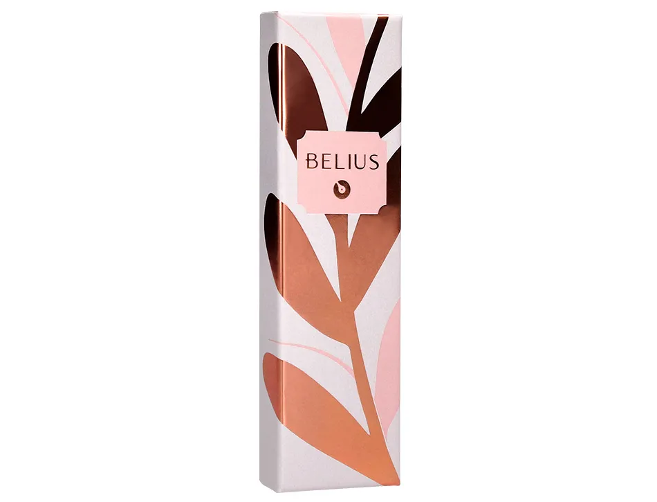 Stylo-bille belius rose aluminium details et attributs or rose encre bleue coloris rose dans coffret cadeau