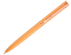 Stylo-bille belius rose aluminium details et attributs or rose encre bleue coloris orange dans coffret cadeau