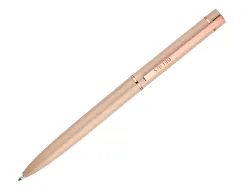 Stylo-bille belius rose corps aluminium encre bleue coloris beige claire or rose boite design