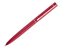 Stylo-bille belius rose corps aluminium encre bleue coloris bordeaux or rose boite design