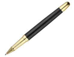 Stylo-bille belius soiree aluminium details et attributs or encre bleue coloris noir dans coffret cadeau