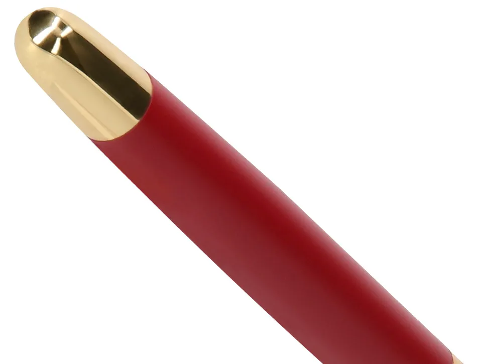 Stylo-bille belius soiree aluminium details et attributs or encre bleue coloris bordeaux dans coffret cadeau