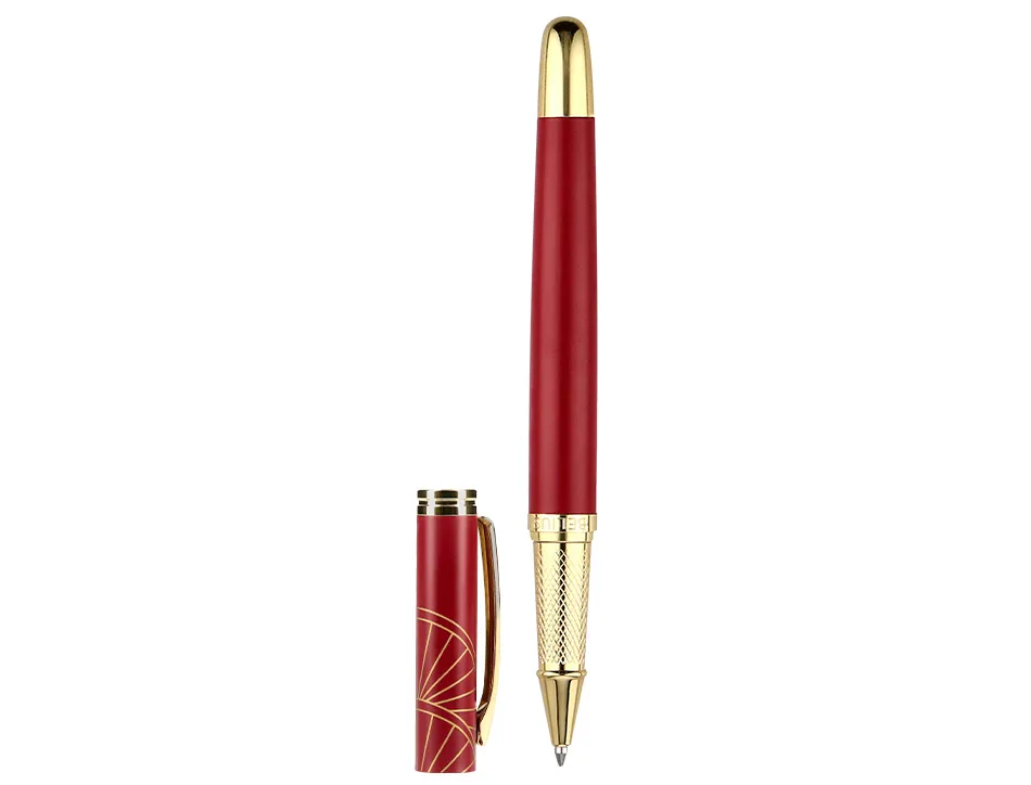 Stylo-bille belius soiree aluminium details et attributs or encre bleue coloris bordeaux dans coffret cadeau
