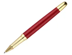Stylo-bille belius soiree aluminium details et attributs or encre bleue coloris bordeaux dans coffret cadeau