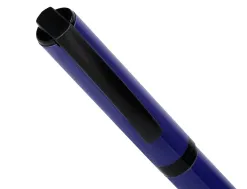 Stylo-bille belius turbo aluminium texture pointillee attributs noir encre bleue coloris bleu dans coffret cadeau
