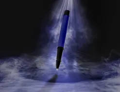 Stylo-bille belius turbo aluminium texture pointillee attributs noir encre bleue coloris bleu dans coffret cadeau