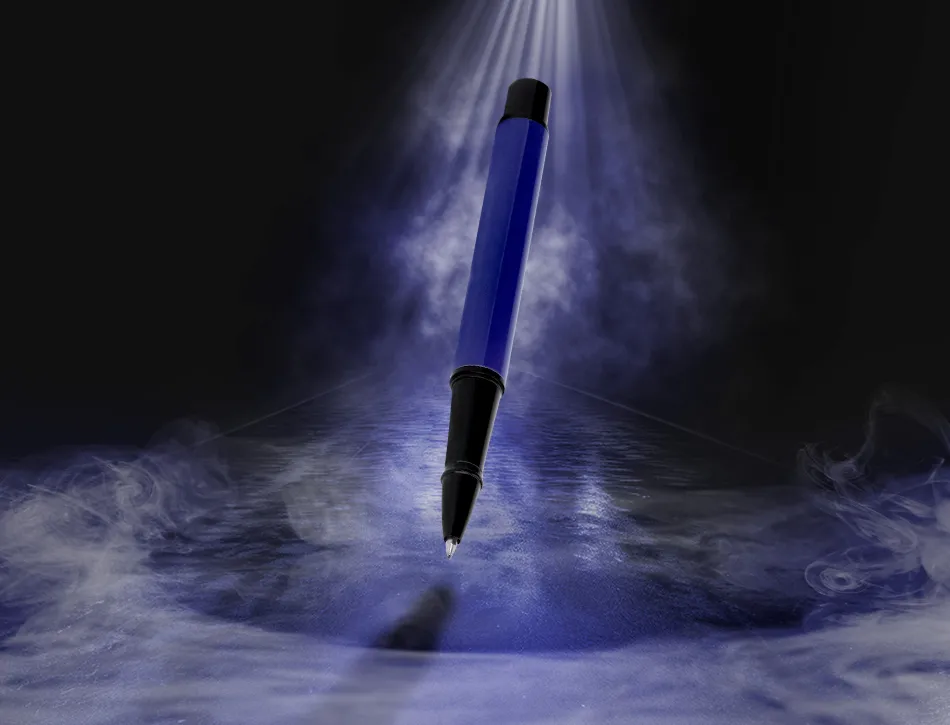 Stylo-bille belius turbo aluminium texture pointillee attributs noir encre bleue coloris bleu dans coffret cadeau