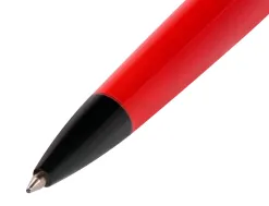 Stylo-bille belius turbo aluminium texture pointillee attributs noir encre bleue coloris rouge dans coffret cadeau