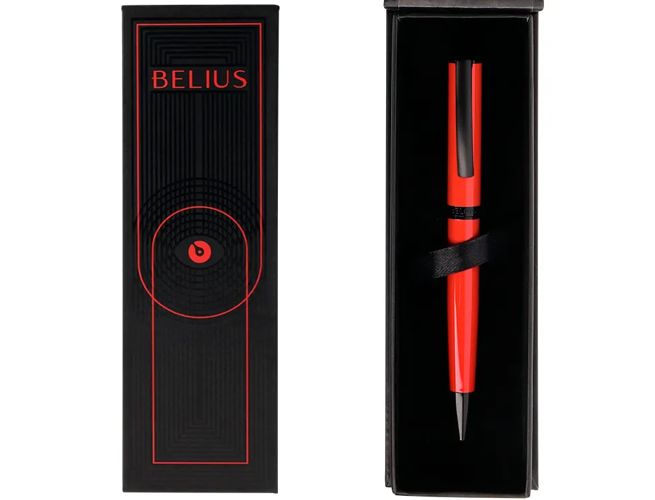 Stylo-bille belius turbo aluminium texture pointillee attributs noir encre bleue coloris rouge dans coffret cadeau