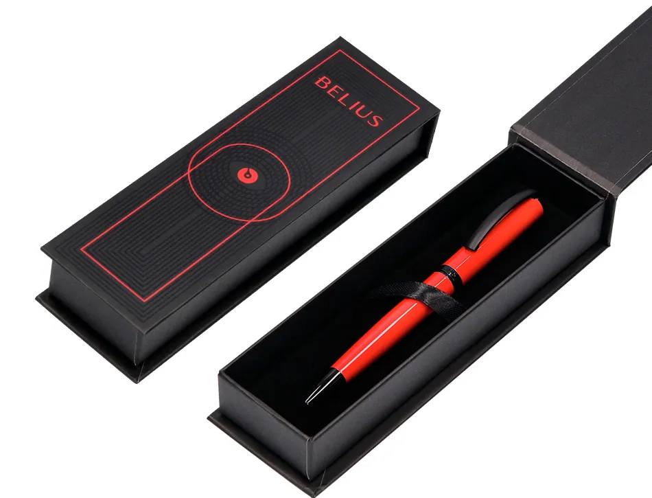 Stylo-bille belius turbo aluminium texture pointillee attributs noir encre bleue coloris rouge dans coffret cadeau
