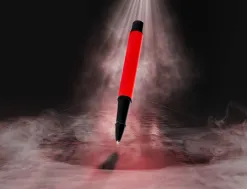 Stylo-bille belius turbo aluminium texture pointillee attributs noir encre bleue coloris rouge dans coffret cadeau