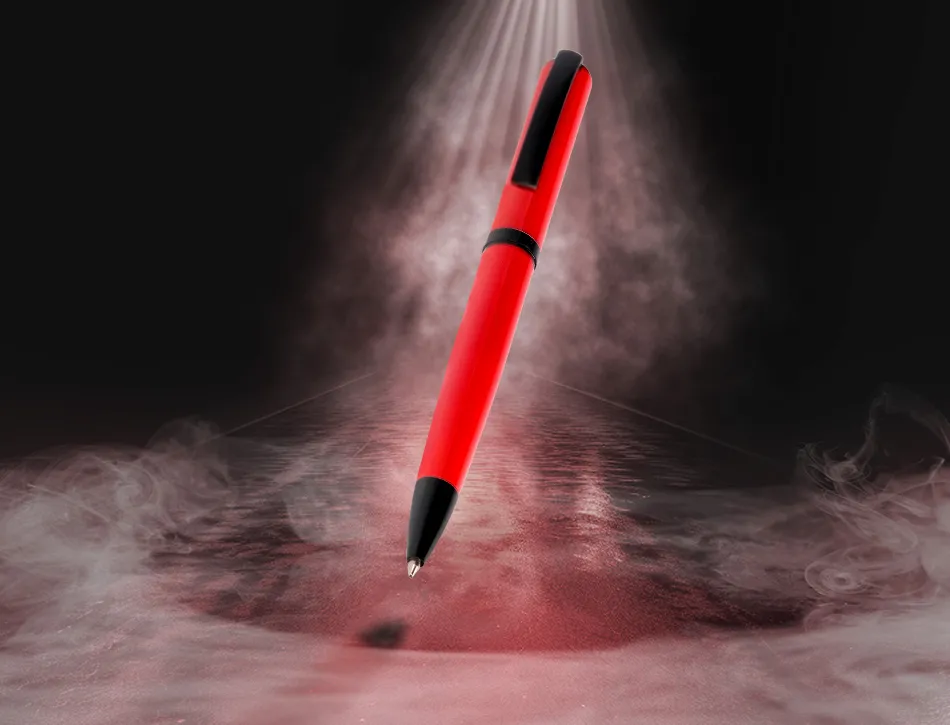 Stylo-bille belius turbo aluminium texture pointillee attributs noir encre bleue coloris rouge dans coffret cadeau