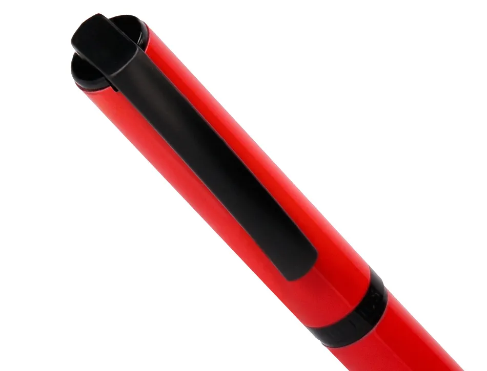 Stylo-bille belius turbo aluminium texture pointillee attributs noir encre bleue coloris rouge dans coffret cadeau