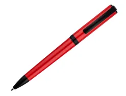 Stylo-bille belius turbo aluminium texture pointillee attributs noir encre bleue coloris rouge dans coffret cadeau