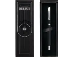 Stylo-bille belius turbo aluminium texture pointillee attributs argent encre bleue coloris noir dans coffret cadeau
