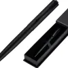 Stylo-bille belius turbo monochrome aluminium texture pointillee encre bleue coloris noir dans coffret cadeau