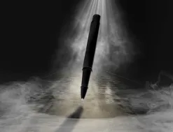 Stylo-bille belius turbo monochrome aluminium texture pointillee encre bleue coloris noir dans coffret cadeau