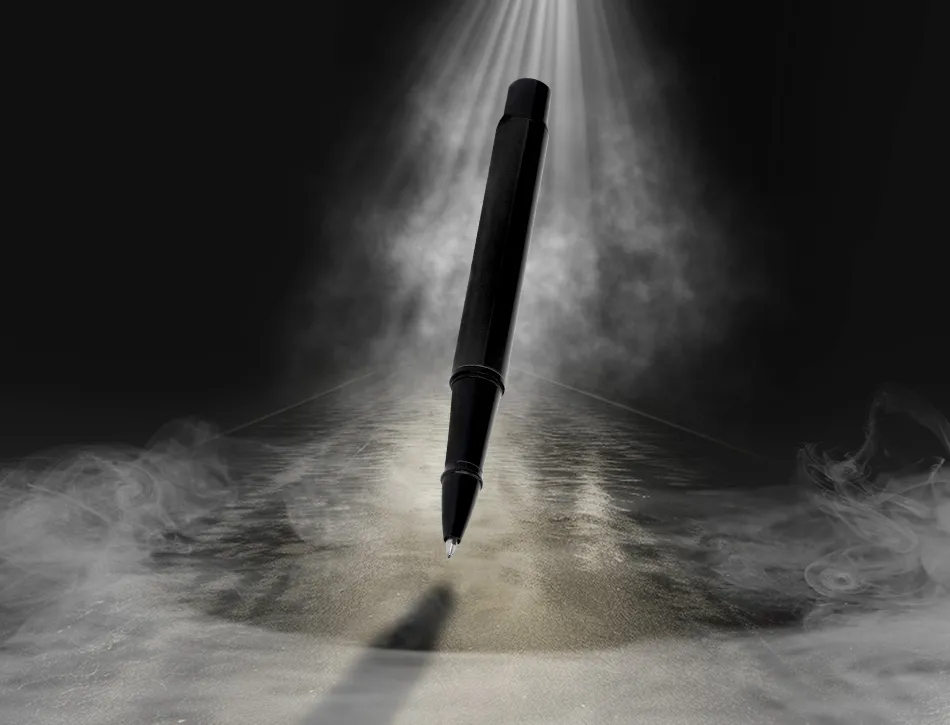 Stylo-bille belius turbo monochrome aluminium texture pointillee encre bleue coloris noir dans coffret cadeau