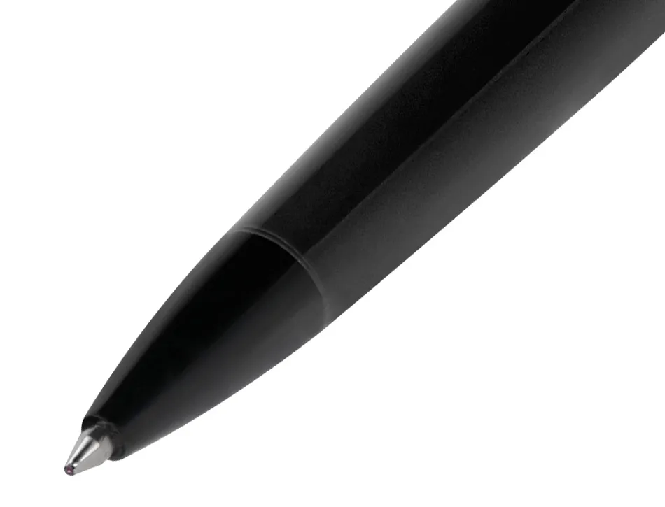 Stylo-bille belius turbo monochrome aluminium texture pointillee encre bleue coloris noir dans coffret cadeau