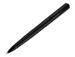 Stylo-bille belius turbo monochrome aluminium texture pointillee encre bleue coloris noir dans coffret cadeau