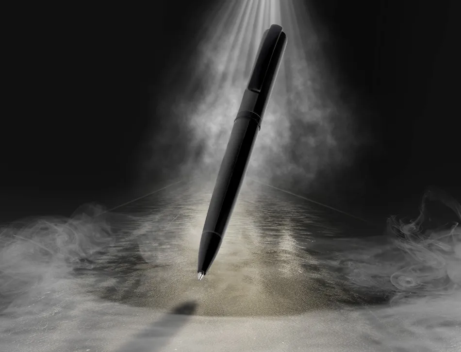 Stylo-bille belius turbo monochrome aluminium texture pointillee encre bleue coloris noir dans coffret cadeau