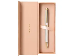 Stylo-bille belius wild west aluminium encre bleue attributs dores coloris creme coffret design