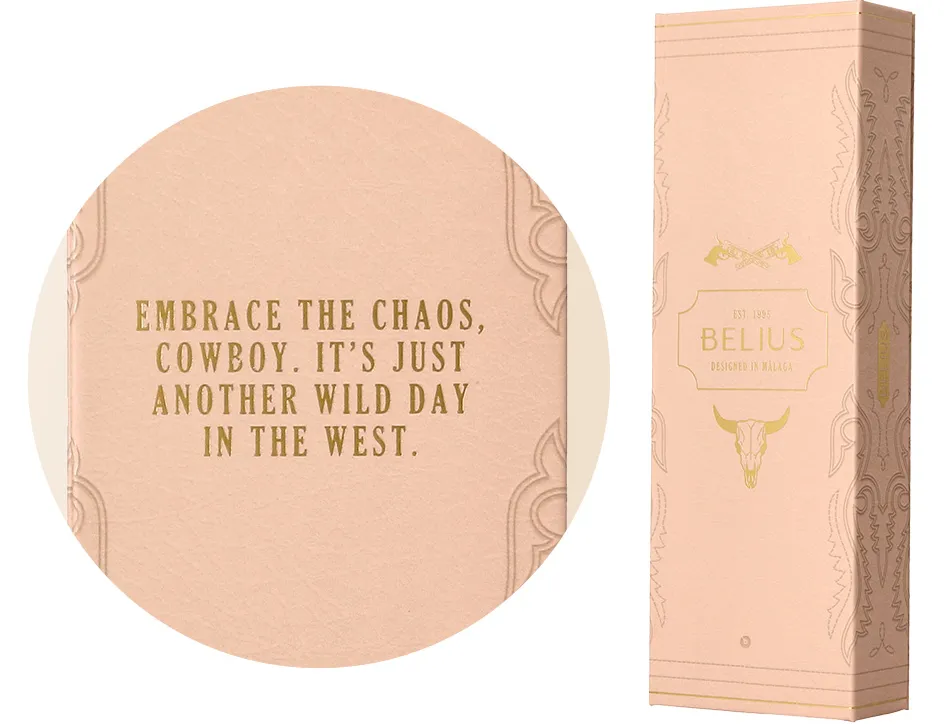 Stylo-bille belius wild west aluminium encre bleue attributs dores coloris creme coffret design
