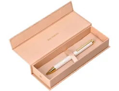 Stylo-bille belius wild west aluminium encre bleue attributs dores coloris creme coffret design