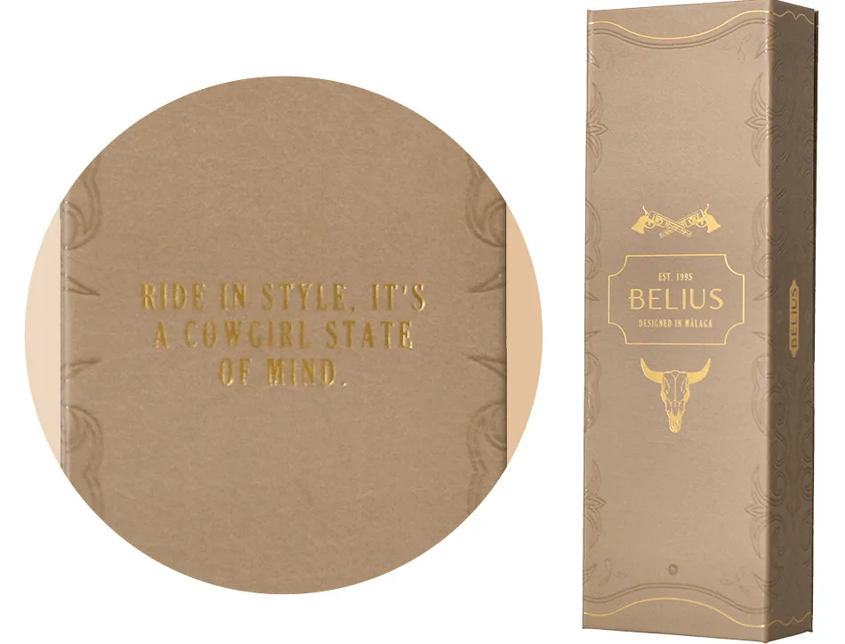 Stylo-bille belius wild west aluminium encre noire attributs dores coloris beige coffret design