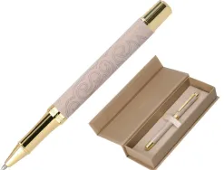 Stylo-bille belius wild west aluminium encre noire attributs dores coloris beige coffret design
