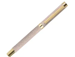 Stylo-bille belius wild west aluminium encre noire attributs dores coloris beige coffret design