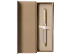 Stylo-bille belius wild west aluminium encre noire attributs dores coloris beige coffret design
