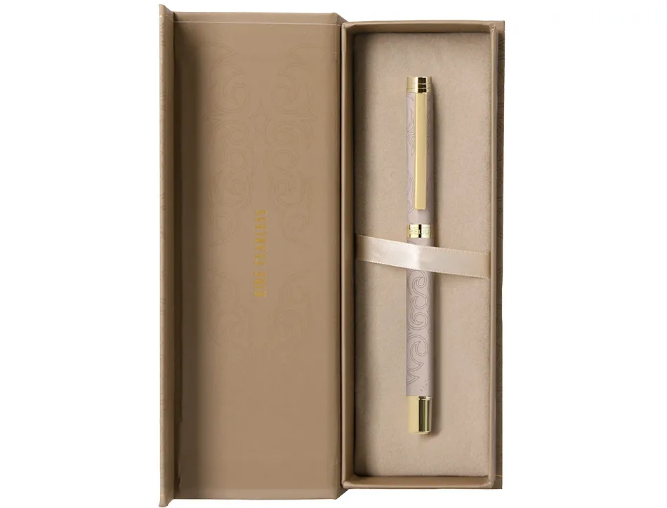Stylo-bille belius wild west aluminium encre noire attributs dores coloris beige coffret design