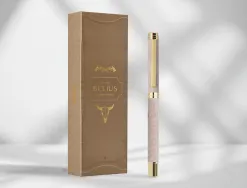 Stylo-bille belius wild west aluminium encre noire attributs dores coloris beige coffret design