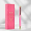 Stylo-bille belius wild west aluminium encre bleue coloris rose dore boite design