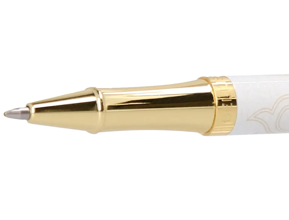 Stylo-bille belius wild west aluminium encre noire attributs dores coloris creme coffret design