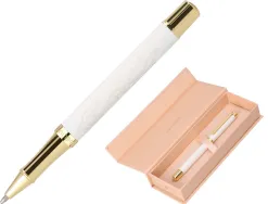 Stylo-bille belius wild west aluminium encre noire attributs dores coloris creme coffret design