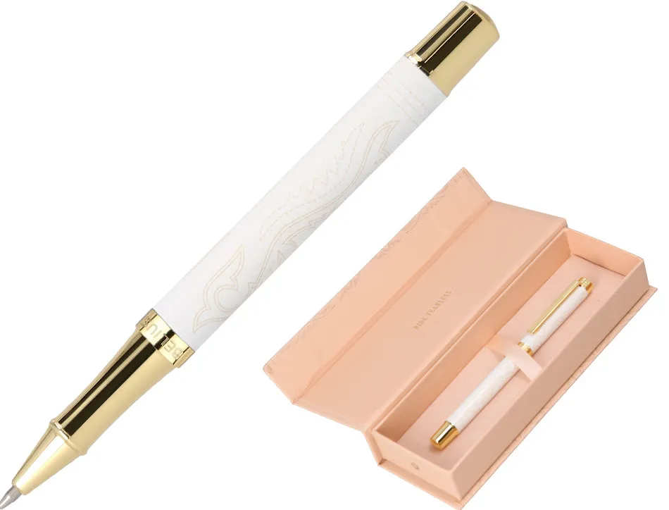 Stylo-bille belius wild west aluminium encre noire attributs dores coloris creme coffret design