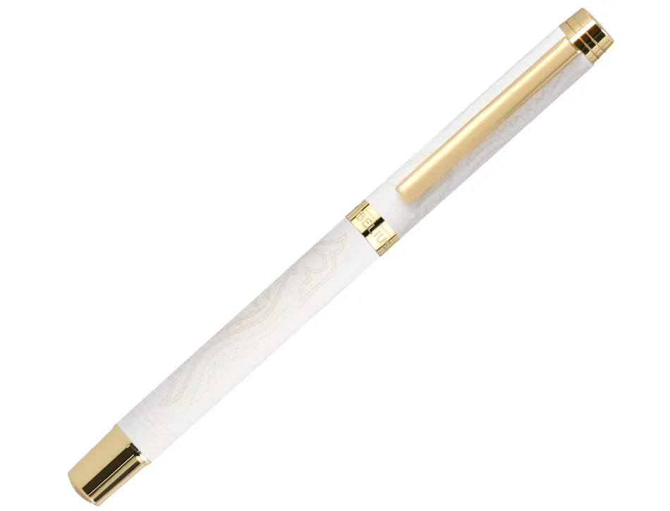 Stylo-bille belius wild west aluminium encre noire attributs dores coloris creme coffret design