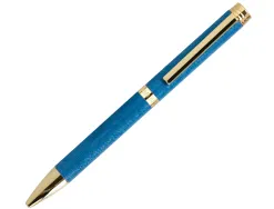 Stylo-bille belius wild west aluminium encre bleue coloris bleu marine dore boite design