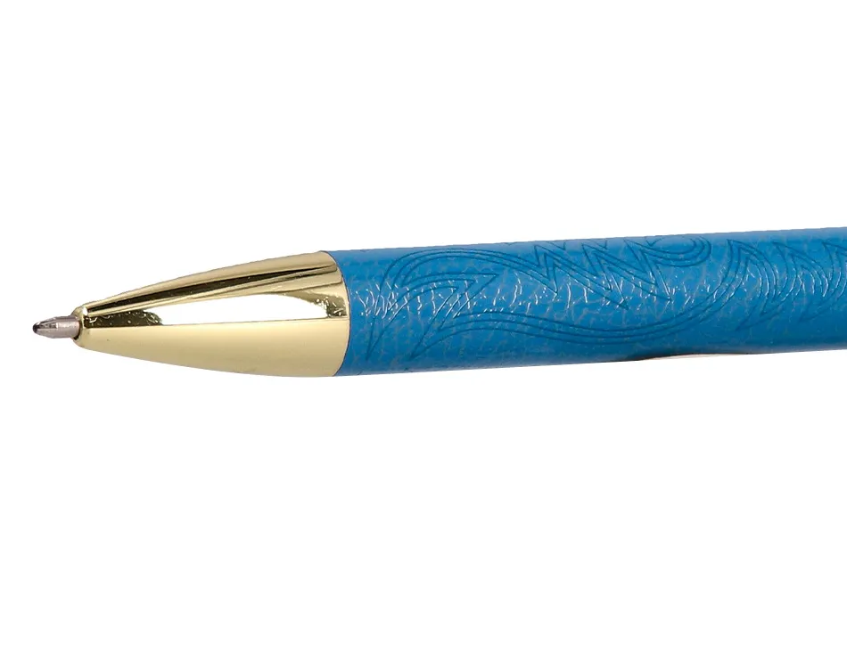 Stylo-bille belius wild west aluminium encre bleue coloris bleu marine dore boite design
