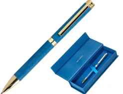 Stylo-bille belius wild west aluminium encre bleue coloris bleu marine dore boite design